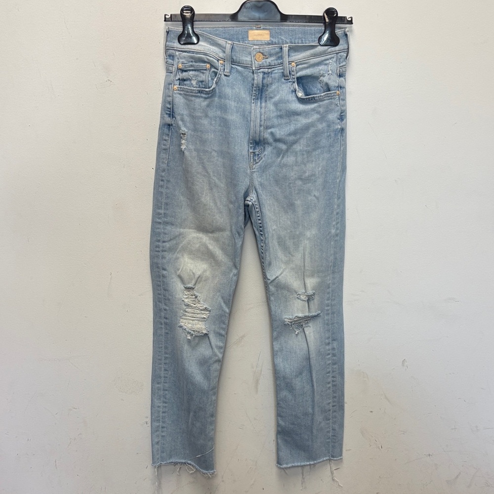 Mother High Waisted Rider Ankle Fray Jeans